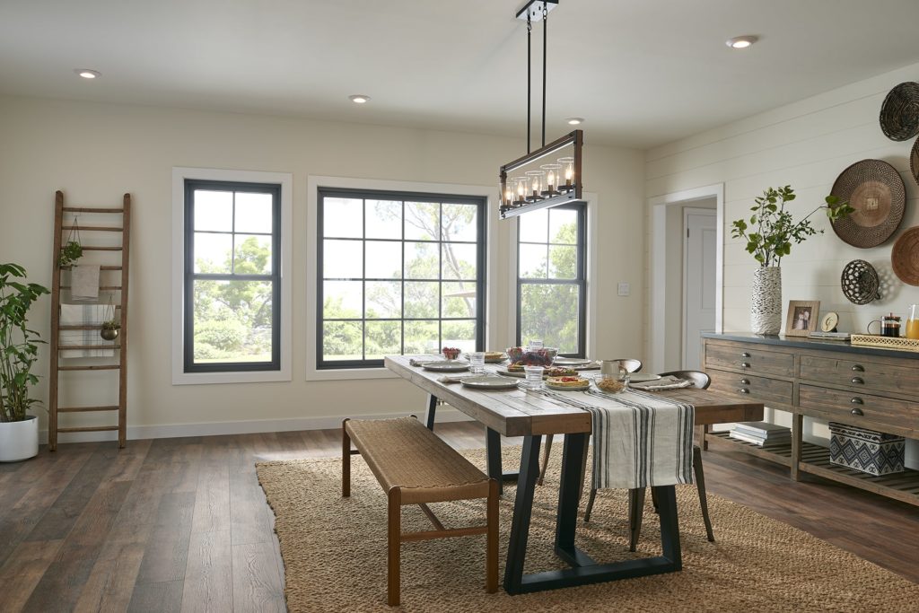 dining room with replacement windows